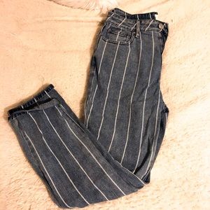 high waisted, pin stripe, vintage jeans
